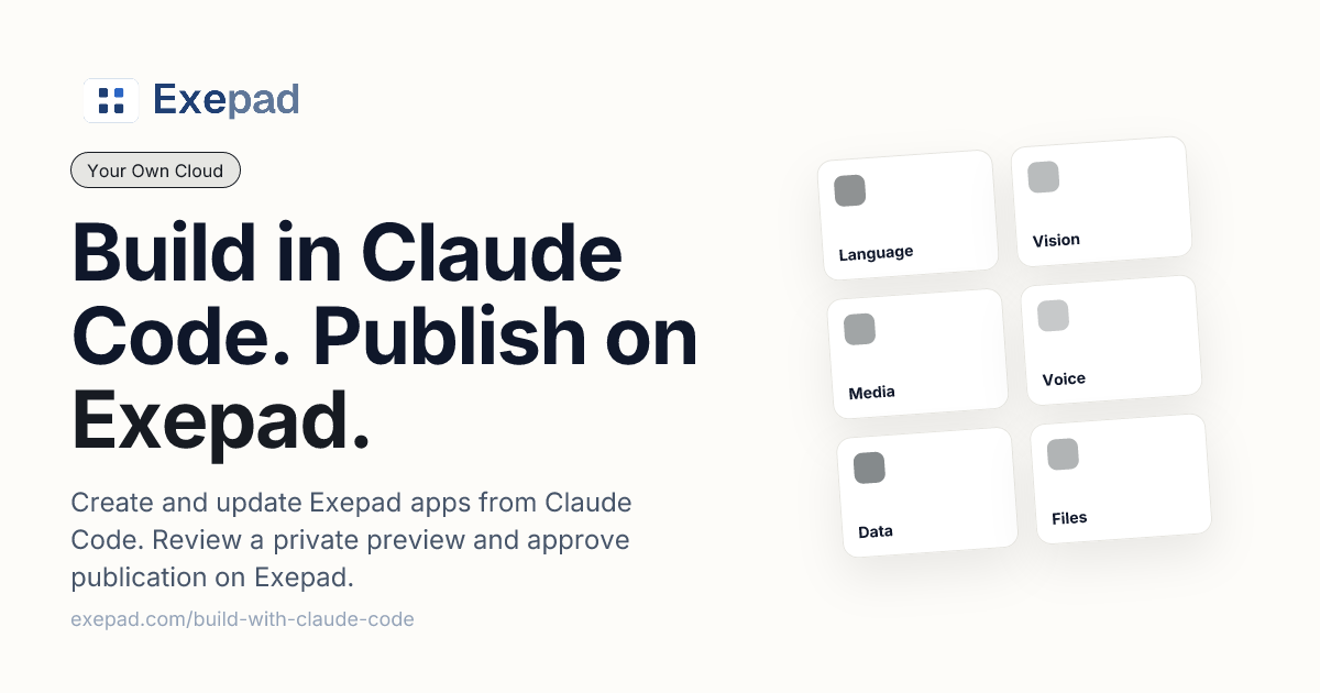 Build apps with Claude Code and publish them | Exepad