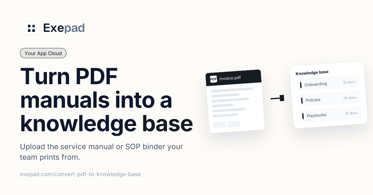 PDF to Knowledge Base - Turn Manuals Into Searchable Docs | Exepad