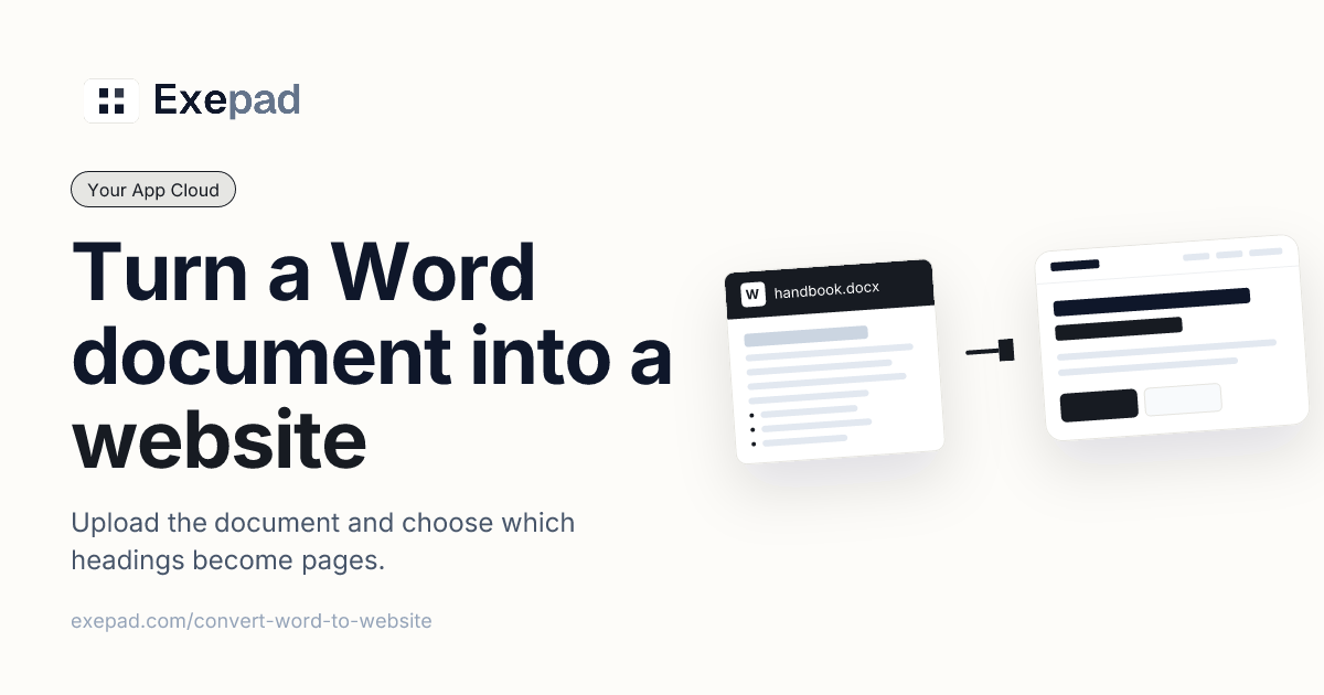 Word to Website - Publish a Document as a Live Website | Exepad