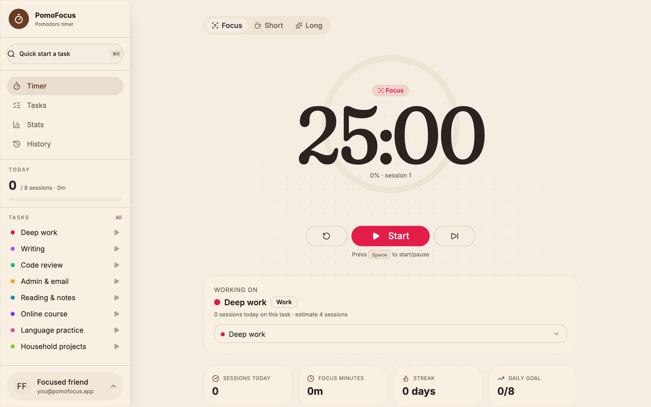 PomoFocus screenshot